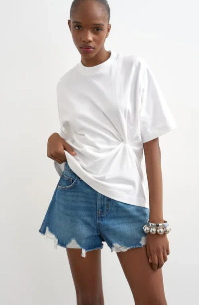 Topshop Distressed Denim Cutoff Shorts In Blue