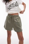 Topshop Jogging Short In Khaki-green