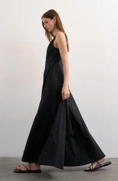 Topshop Drop Hem Cotton Maxi Sundress In Black