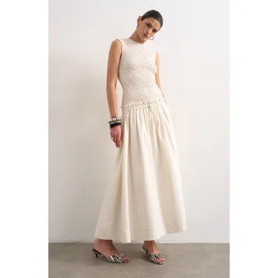 Topshop Drop Waist Cotton Maxi Dress In White