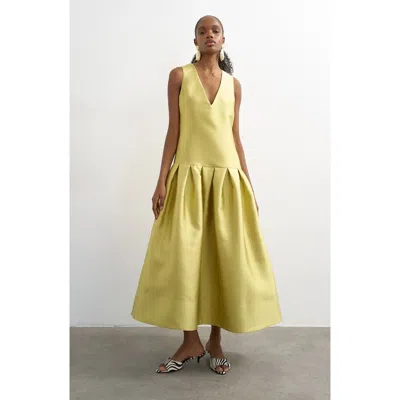 Topshop Drop Waist Sleeveless Dress In Green