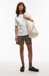 Topshop Editor Denim Shorts In Brown