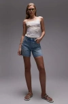 Topshop Editor High Waist Mid Thigh Denim Shorts