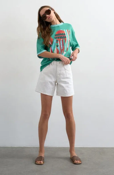 Topshop Editor Mid Rise Denim Shorts In Multi