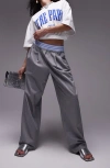 Topshop Smart Sweatpants With Plaid Detail In Gray - Part Of A Set In Grey