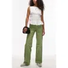Topshop Ember Low Rise Wide Leg Jeans In Light Green