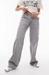 Topshop Ember Low Rise Wide Leg Jeans In Pale Gray In Light Grey