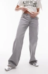 Topshop Ember Low Rise Wide Leg Jeans In Pale Gray In Light Grey