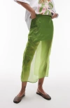 Topshop Embroidered Organza Midi Skirt