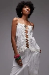 Topshop Embroidered Lace Camisole In White