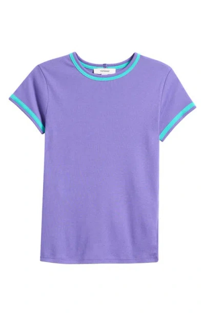 Topshop Everyday Contrast Trim Cotton T-shirt In Purple
