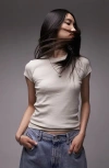 Topshop Longline Every Day Tee In Stone-neutral In Beige