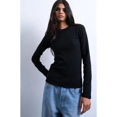 Topshop Everyday Long Sleeve Cotton T-shirt In Black