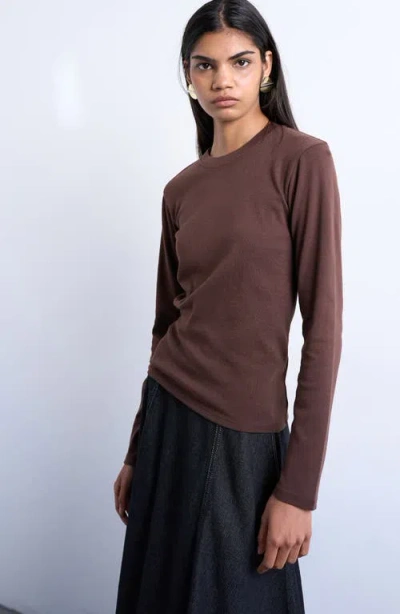 Topshop Everyday Long Sleeve Cotton T-shirt In Brown