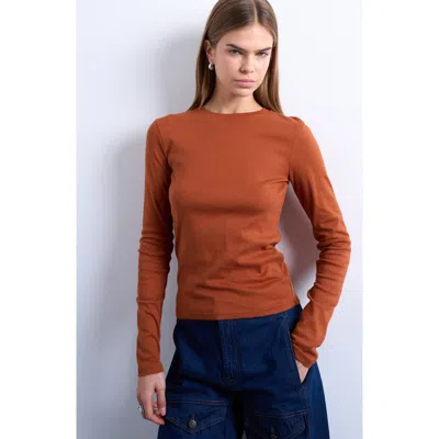 Topshop Everyday Long Sleeve T-shirt In Brown