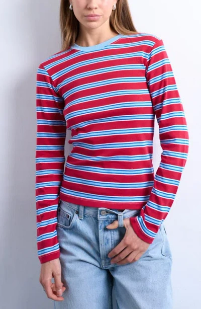 Topshop Everyday Stripe Long Sleeve Cotton T-shirt In Multi