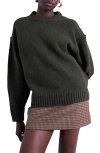 Topshop Exposed Seam Relaxed Fit Sweater In Green