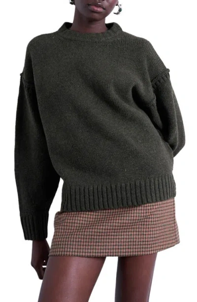 Topshop Exposed Seam Relaxed Fit Sweater In Green