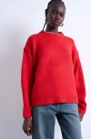 Topshop Exposed Seam Relaxed Fit Sweater In Red