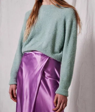 Topshop Eyelash Knitted Fuzzy Sweater In Blue