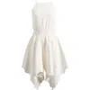 Topshop Eyelet Embroidered Handkerchief Hem Cotton & Linen Sundress In Neutral