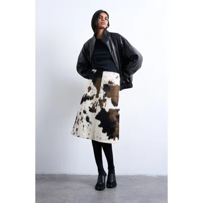 Topshop Faux Calf-hair A-line Skirt In Multi