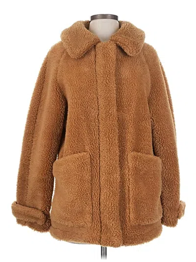 Pre-owned Topshop Faux Fur Jacket In Brown