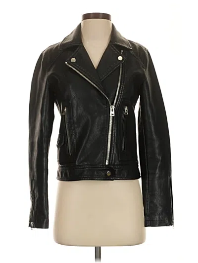 Pre-owned Topshop Faux Leather Jacket In Black
