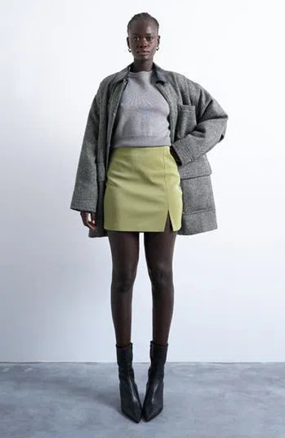 Topshop Faux Leather Miniskirt In Green