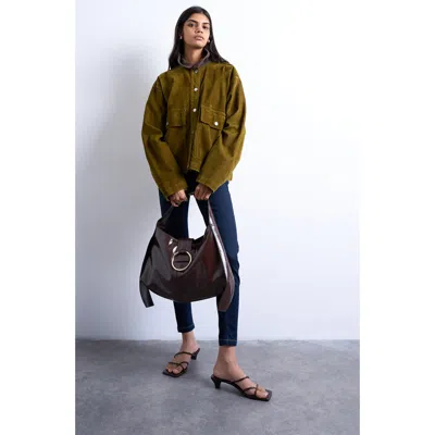Topshop Faux Leather Shoulder Bag In Brown