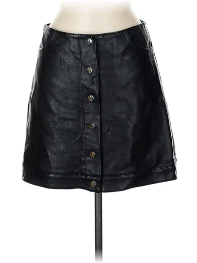 Pre-owned Topshop Faux Leather Skirt In Black