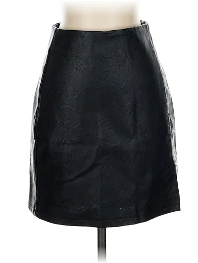 Pre-owned Topshop Faux Leather Skirt In Black