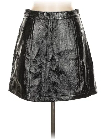 Pre-owned Topshop Faux Leather Skirt In Black