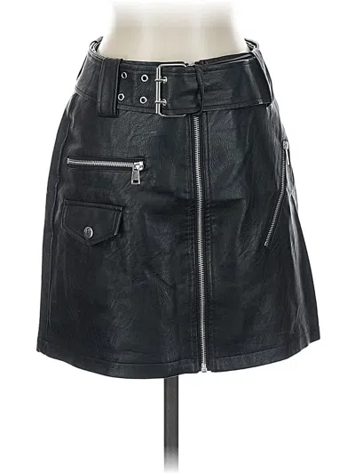 Pre-owned Topshop Faux Leather Skirt In Black