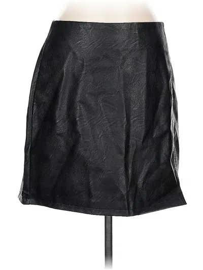 Pre-owned Topshop Faux Leather Skirt In Black