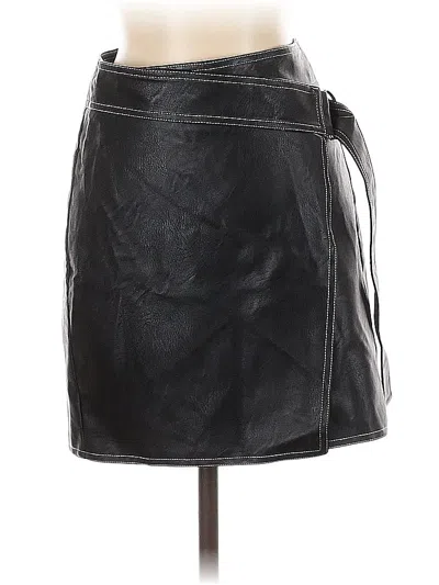 Pre-owned Topshop Faux Leather Skirt In Black