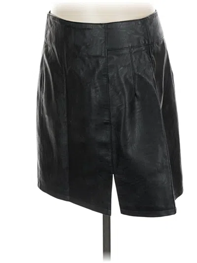 Pre-owned Topshop Faux Leather Skirt In Black