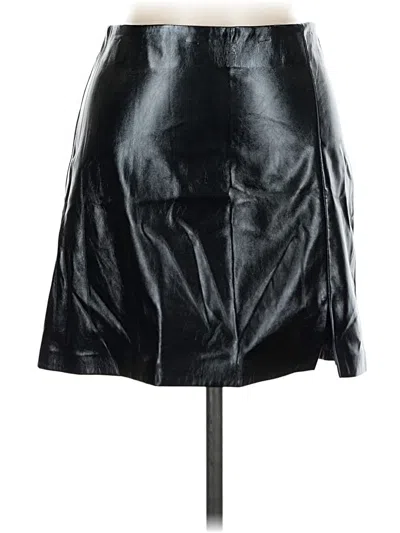 Pre-owned Topshop Faux Leather Skirt In Black