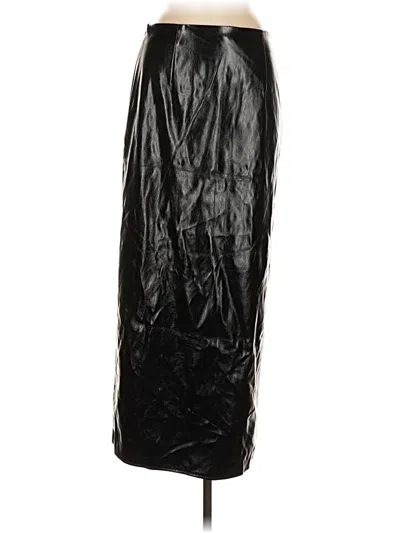 Pre-owned Topshop Faux Leather Skirt In Black