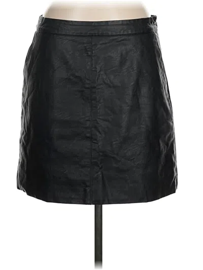 Pre-owned Topshop Faux Leather Skirt In Black