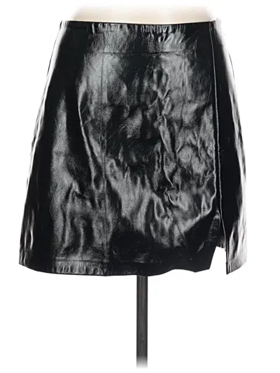 Pre-owned Topshop Faux Leather Skirt In Black