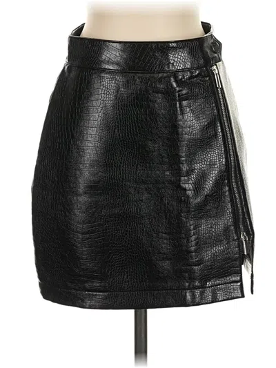 Pre-owned Topshop Faux Leather Skirt In Black