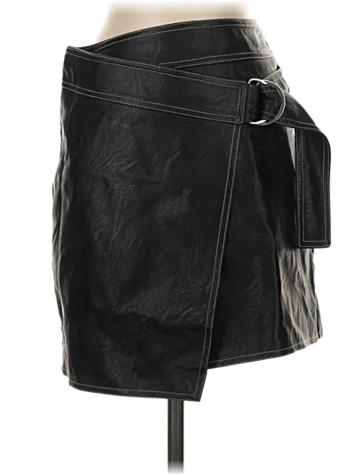 Pre-owned Topshop Faux Leather Skirt In Black