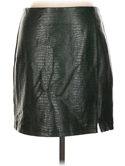 Pre-owned Topshop Faux Leather Skirt In Black
