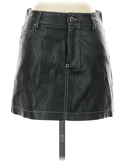 Pre-owned Topshop Faux Leather Skirt In Black