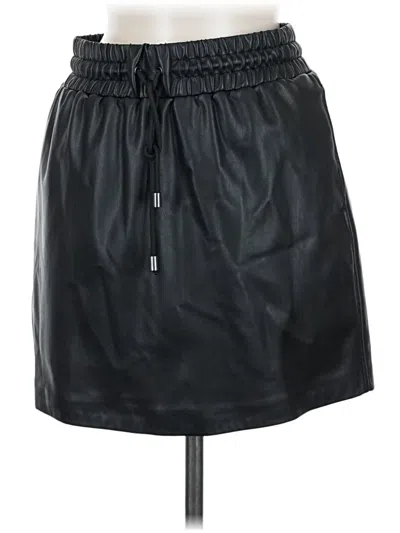 Pre-owned Topshop Faux Leather Skirt In Black