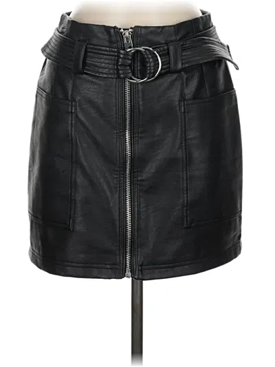 Pre-owned Topshop Faux Leather Skirt In Black