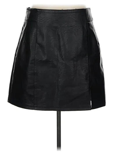 Pre-owned Topshop Faux Leather Skirt In Black