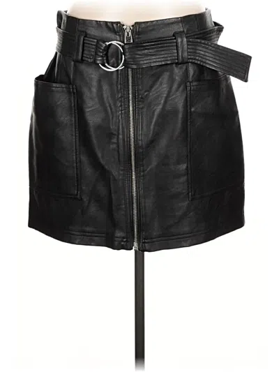 Pre-owned Topshop Faux Leather Skirt In Black