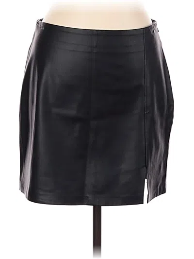 Pre-owned Topshop Faux Leather Skirt In Black